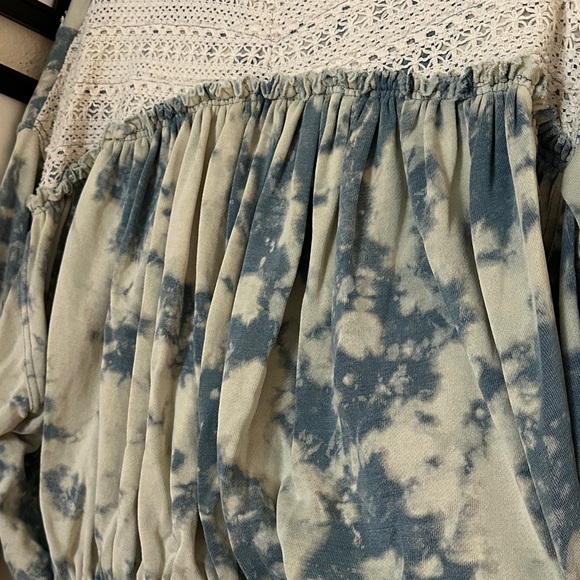 Free People Blue and Cream Bomber Jacket - Picture 5 of 6